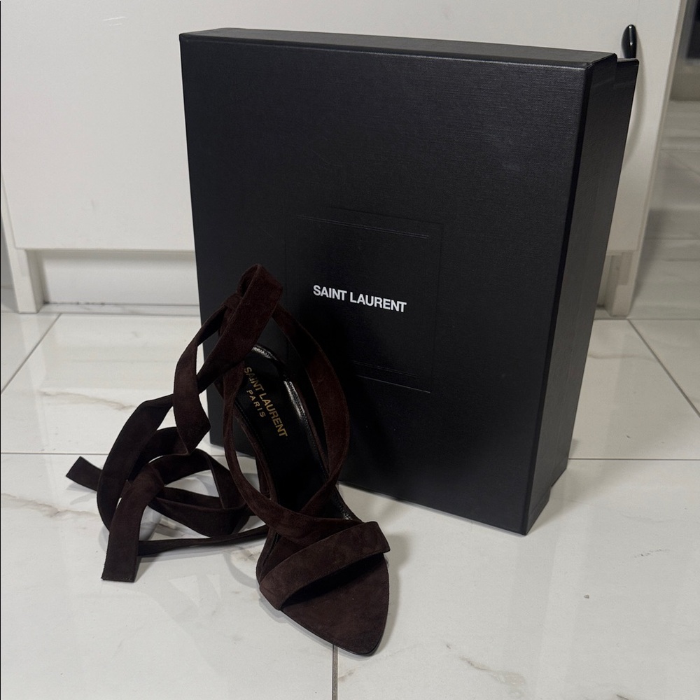 Saint Laurent Dark Brown Suede Heels